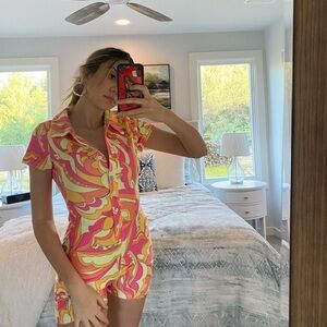 Fenty Beauty Vibrant Pink and Yellow Mini Dress